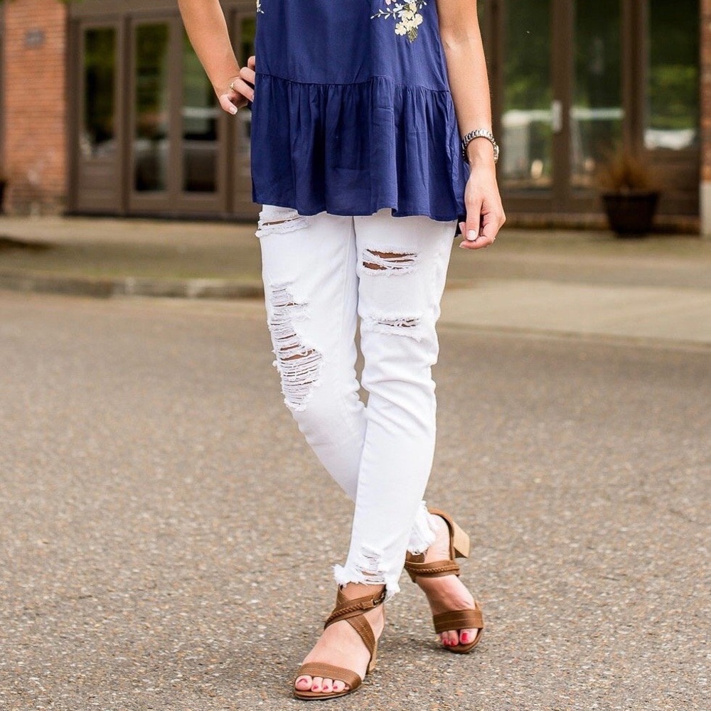 White Distressed Denim